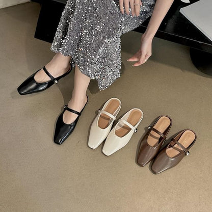 Square Toe Plain Mules