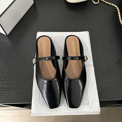 Square Toe Plain Mules