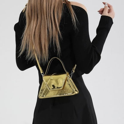 Flap Patent Leather Top Handle Crossbody Bag