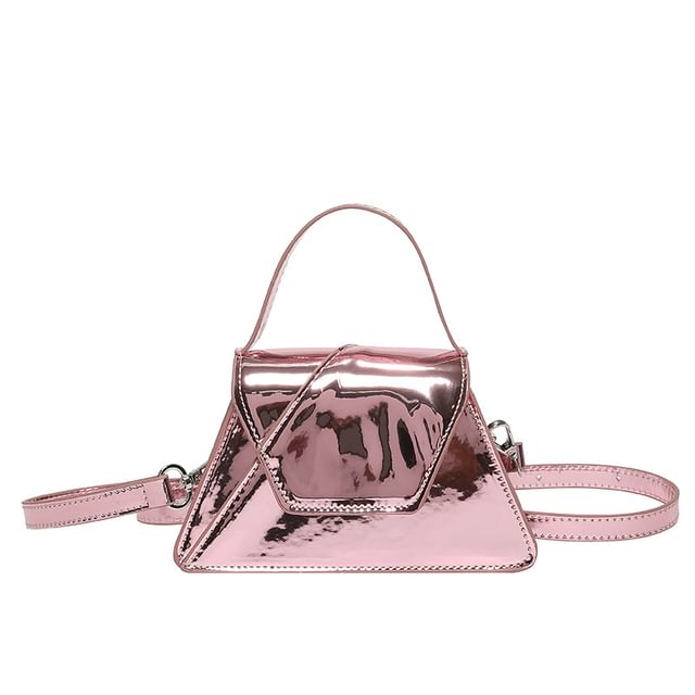 Flap Patent Leather Top Handle Crossbody Bag