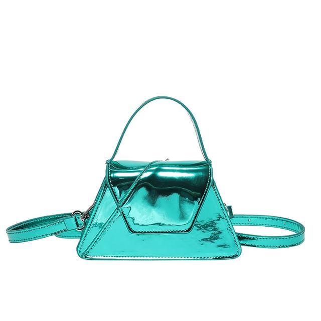 Flap Patent Leather Top Handle Crossbody Bag
