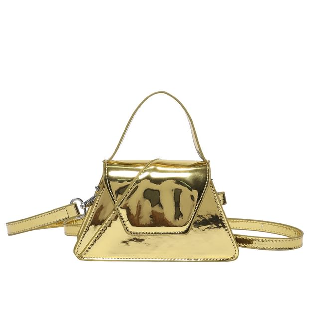 Flap Patent Leather Top Handle Crossbody Bag