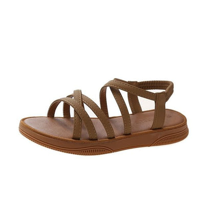 Platform Cross Strap Faux Leather Slingback Sandals