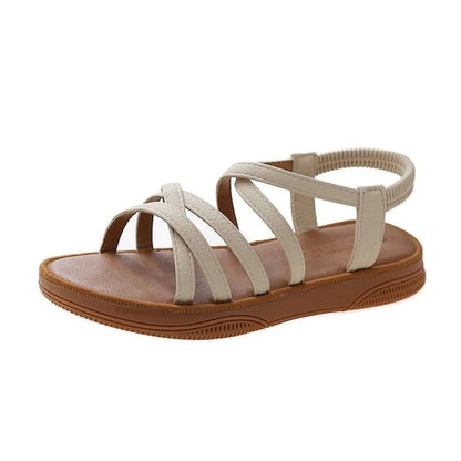 Platform Cross Strap Faux Leather Slingback Sandals