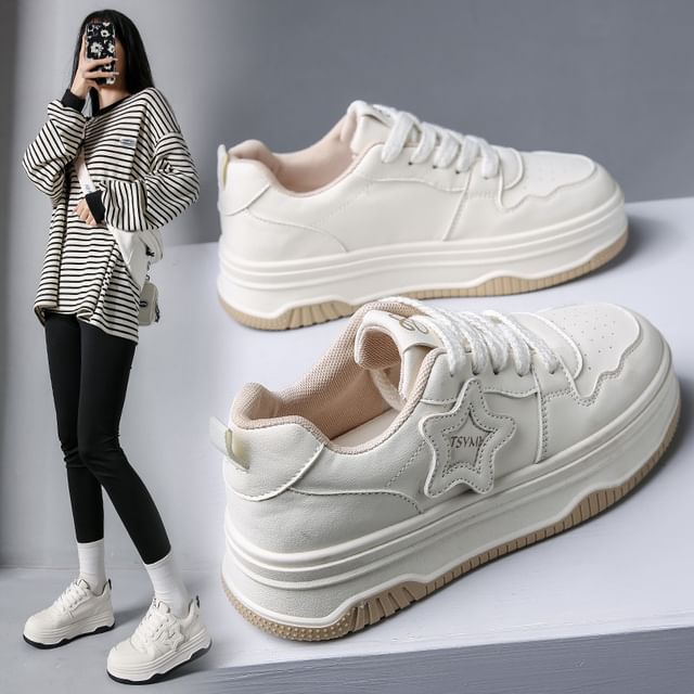 Star Applique Platform Sneakers