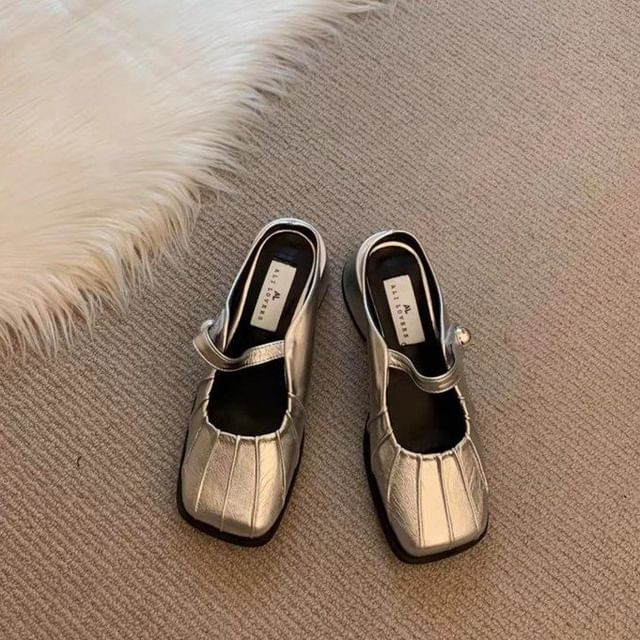 Square Toe Chunky Heel Mules