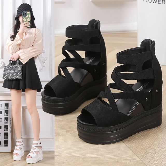Plain Platform Wedge Sandals