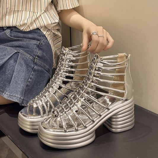 Platform Block Heel Plain Sandals