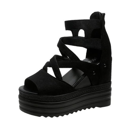 Plain Platform Wedge Sandals