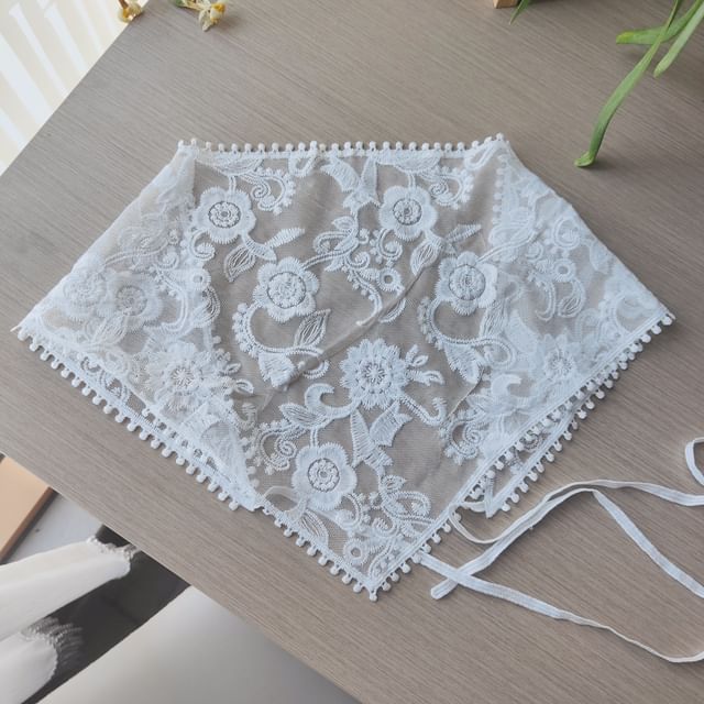 Floral Lace Triangle Head Scarf