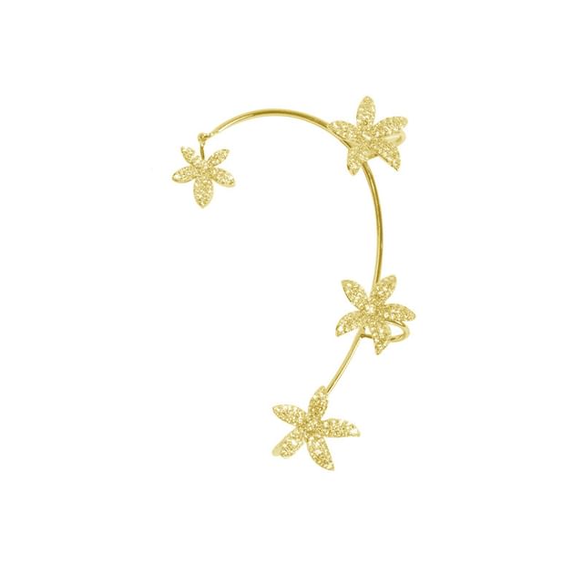 Rhinestone Floral Ear Cuff