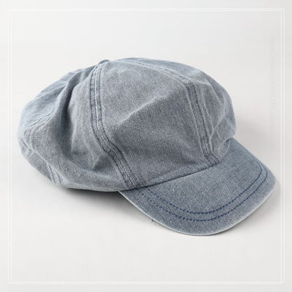 Ribbon Denim Newsboy Cap
