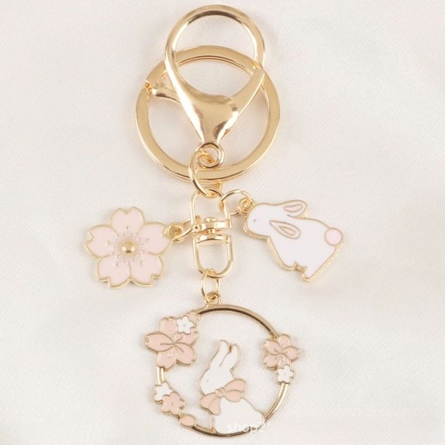 Floral / Rabbit Alloy Keyring (Various Designs)