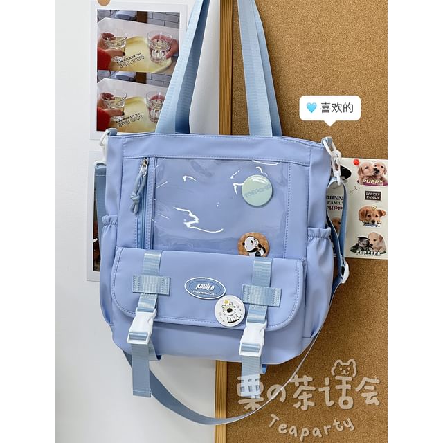 PVC Panel Buckled Tote Bag / Bag Charm / Set