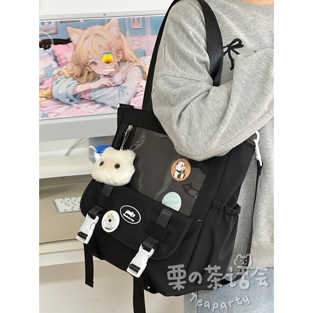 PVC Panel Buckled Tote Bag / Bag Charm / Set