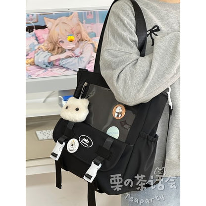 PVC Panel Buckled Tote Bag / Bag Charm / Set