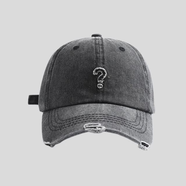 Question Mark Cap Distressed Baseball
