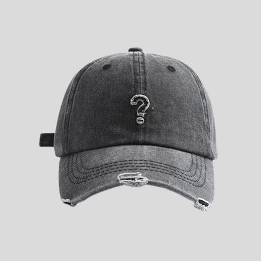 Question Mark Cap Distressed Baseball