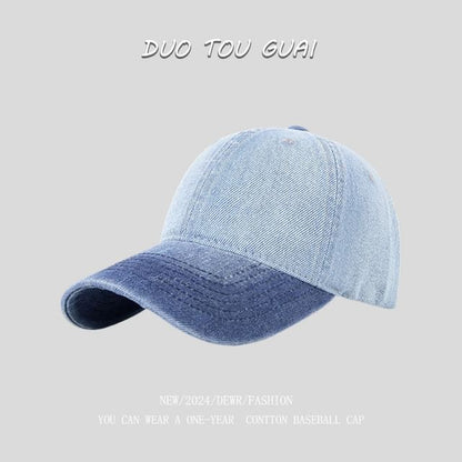 Two Washed Baseball Tone Cap Denim