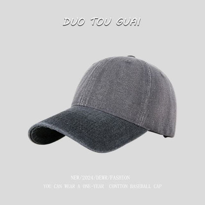 Two Washed Baseball Tone Cap Denim