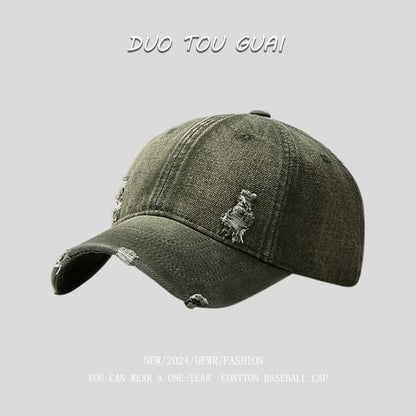 Distressed Denim Washed Baseball Cap