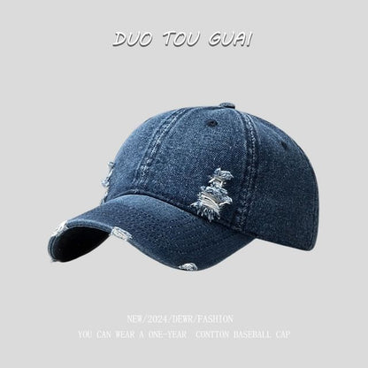 Distressed Denim Washed Baseball Cap