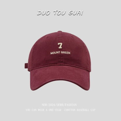 Cap Embroidered Number Baseball