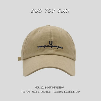 Lettering Baseball Cap Embroidered