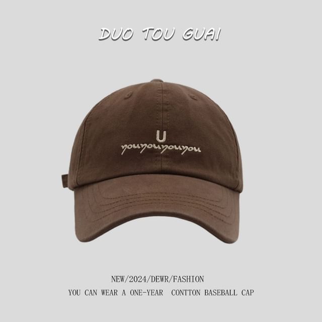 Lettering Baseball Cap Embroidered