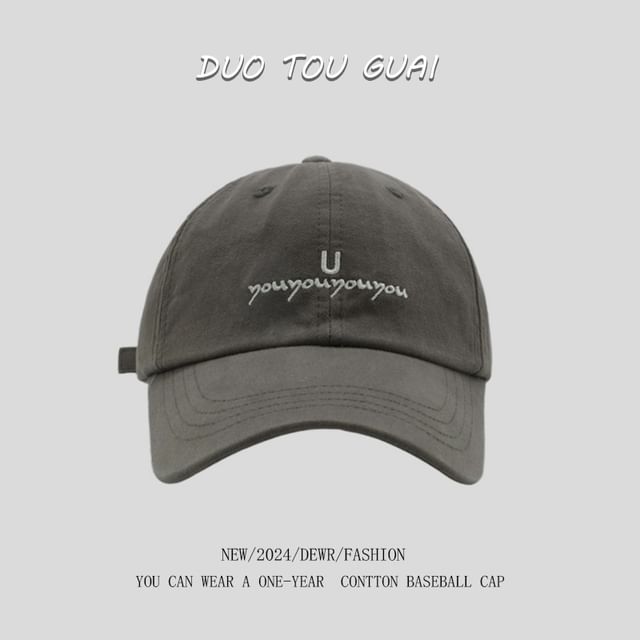 Lettering Baseball Cap Embroidered