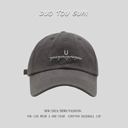 Lettering Baseball Cap Embroidered