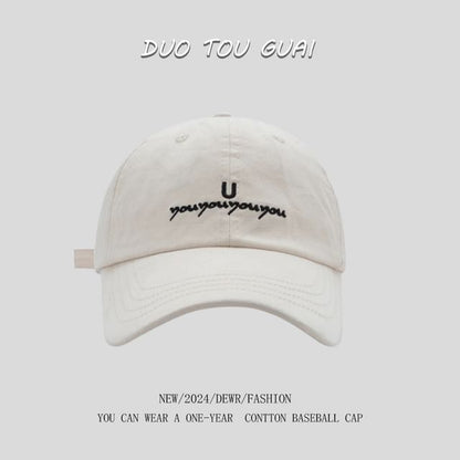 Lettering Baseball Cap Embroidered