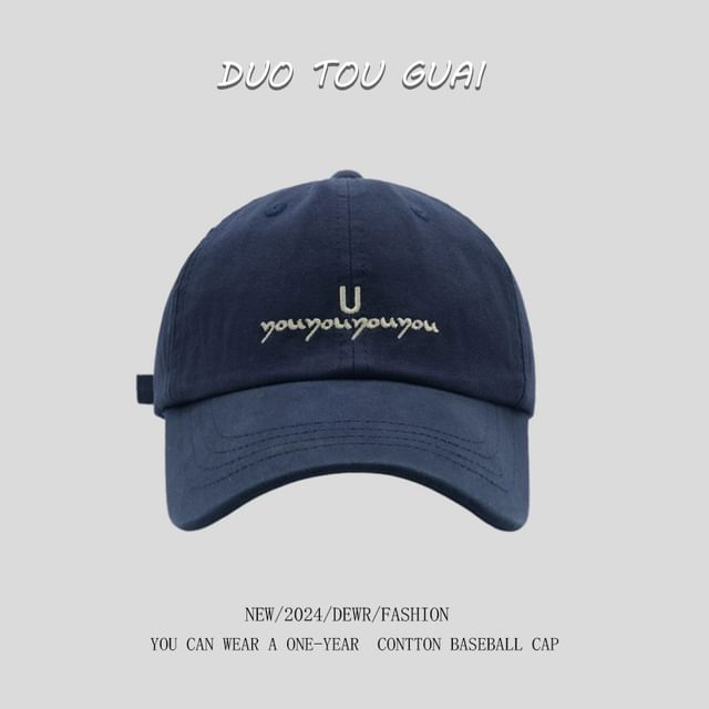 Lettering Baseball Cap Embroidered