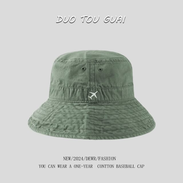 Embroidered Bucket Plane Hat