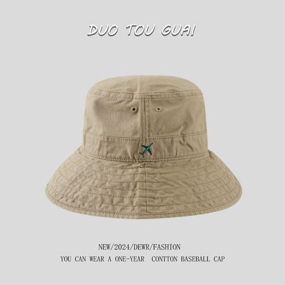 Embroidered Bucket Plane Hat