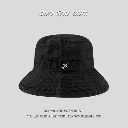 Embroidered Bucket Plane Hat