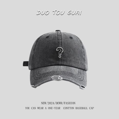 Question Mark Cap Distressed Baseball