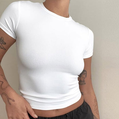 T-Shirt Round Neck Plain Short-Sleeve
