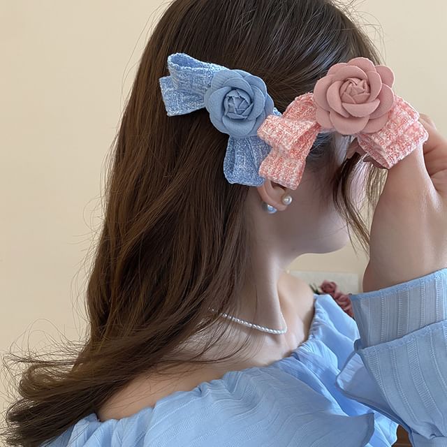 Floral Bow Hair Clip