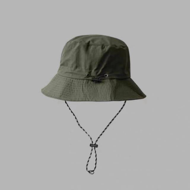Plain Drawstring Bucket Hat