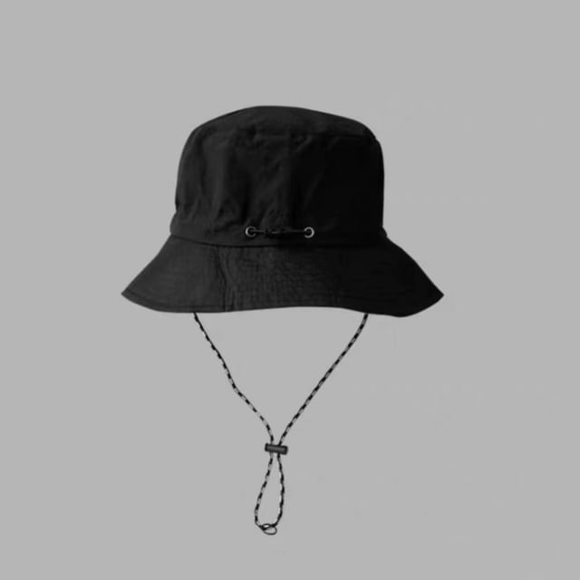 Plain Drawstring Bucket Hat
