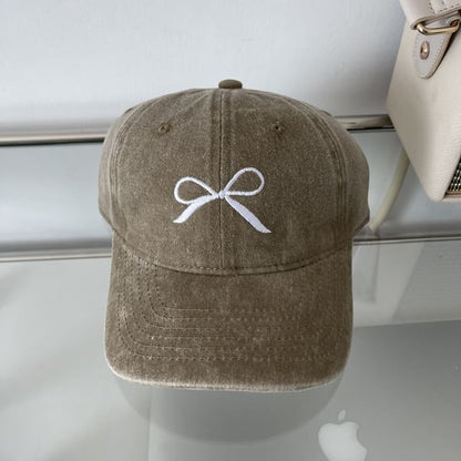 Cap Embroidered Bow Baseball Washed