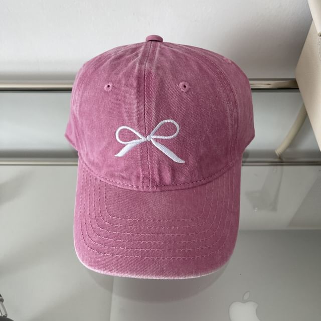 Cap Embroidered Bow Baseball Washed