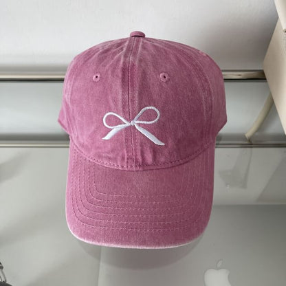 Cap Embroidered Bow Baseball Washed