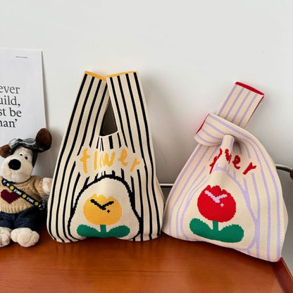 Flower Knit Tote Bag