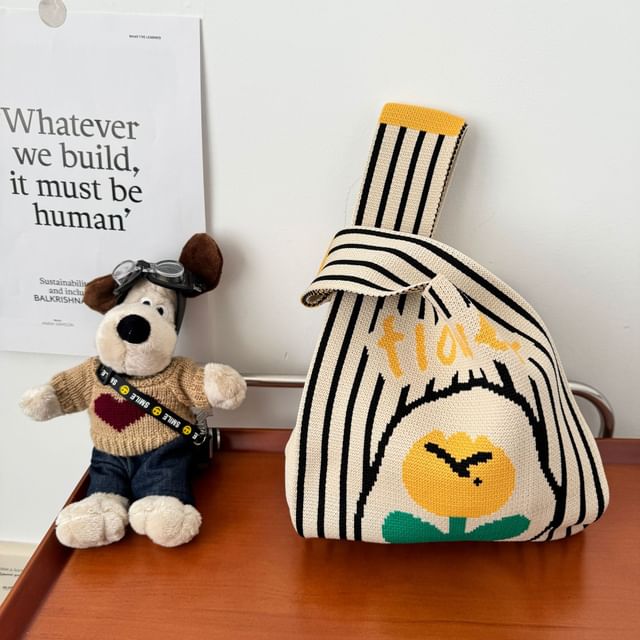 Flower Knit Tote Bag