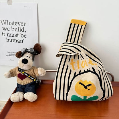 Flower Knit Tote Bag