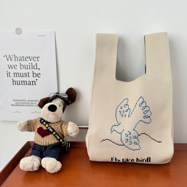 Sac fourre-tout en tricot avec lettrage