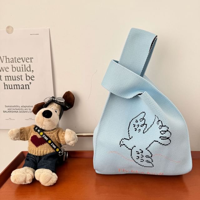 Sac fourre-tout en tricot avec lettrage