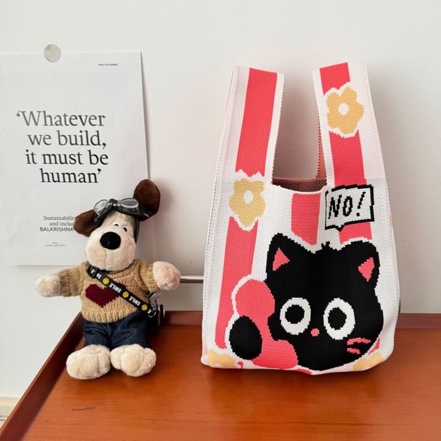 Cat Knit Tote Bag